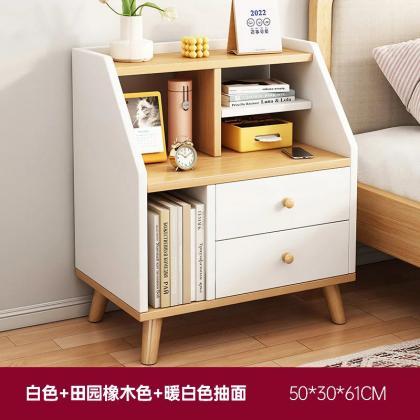 Modern Wooden Bedside Table With Shelves And..