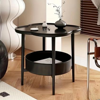 Modern Round White Side Table With Lower Shelf