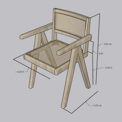 Modern Wooden Chair With Rattan Backrest And Seat