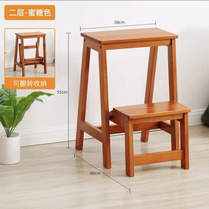 2-in-1 Wooden Convertible Chair To Step Ladder
