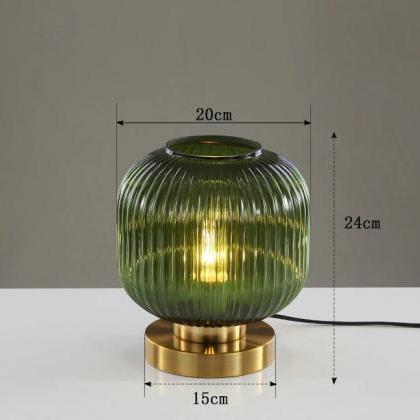Modern Ribbed Glass Table Lamp With Gold Base