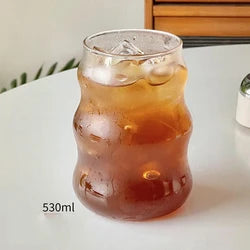 Unique Wavy Glass Coffee Mugs, Clear, Set Of 2