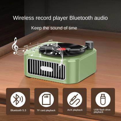 Vintage-inspired Mini Bluetooth Turntable Speaker..