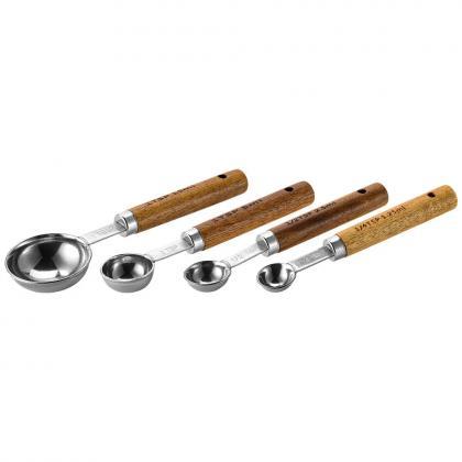 Premium Gold-finish Measuring Cups With Wooden..