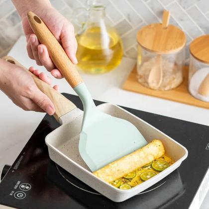 Premium Silicone Spatula Set With Wooden Handles,..