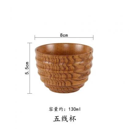 Handcrafted Wooden Kitchenware Set Cups And Bowls