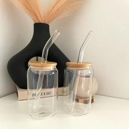 Glass Water Bottles With Bamboo Lids And Straws