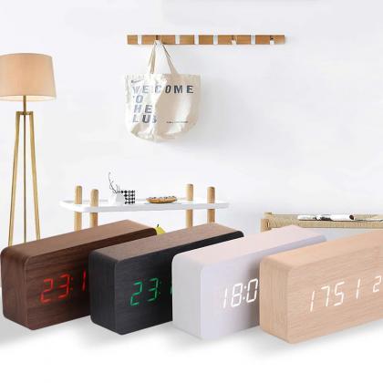 Modern Wooden Led Digital Alarm Clock With..