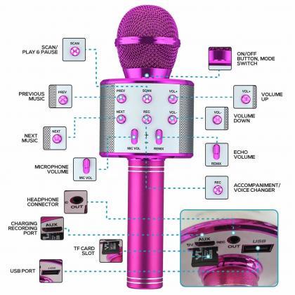 Wireless Bluetooth Karaoke Microphone With Led..