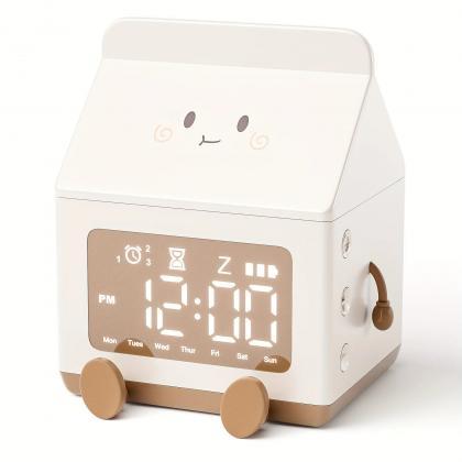 Cute Animated Face Digital Alarm Clock With Week..