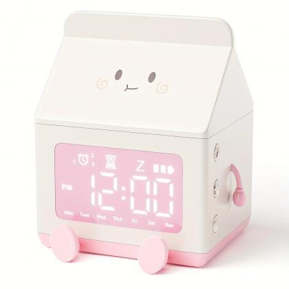 Cute Animated Face Digital Alarm Clock With Week..