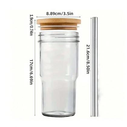 Glass Mason Jar Mugs With Lids And Straws, 2-pack