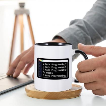 Funny Code-themed I Hate Programming Ceramic Mug