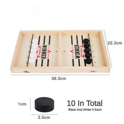 Tabletop Wooden Hockey Game With Pucks And..