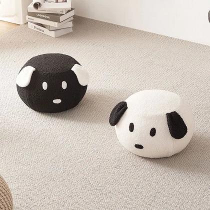 Cute Black And White Puppy Plush Toy Cushion