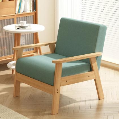 Modern Teal Accent Chair With Solid Wood Frame