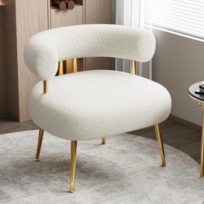 Modern Plush Sherpa Accent Chair With Gold Legs