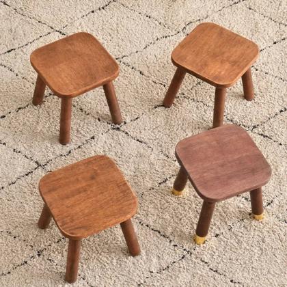 Kids Wooden Chair And Stool Set Playroom Furniture