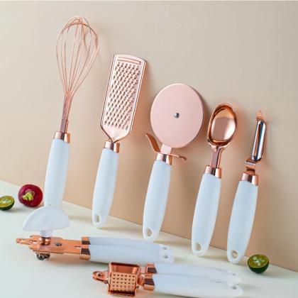 7-piece Kitchen Gadget Set With Copper Handles