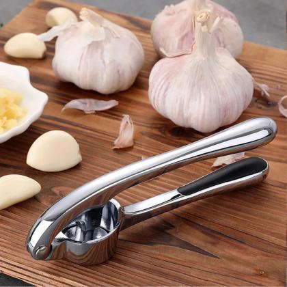 Stainless Steel Garlic Press Crusher Set, 3 Colors