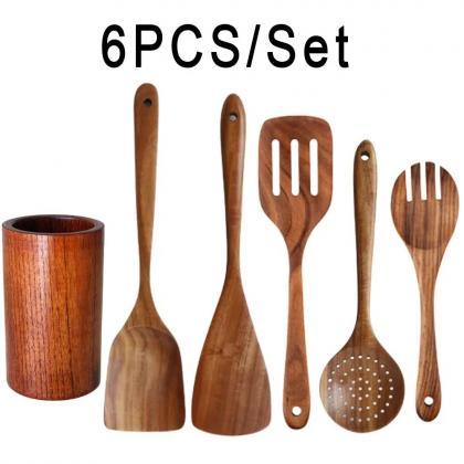 7-piece Classic Wooden Kitchen Utensil Set