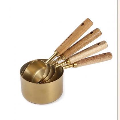 Luxury Gold-tone And Wood Measuring Spoon Set