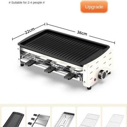 Portable Dual-layer Electric Grill For Indoor Bbq