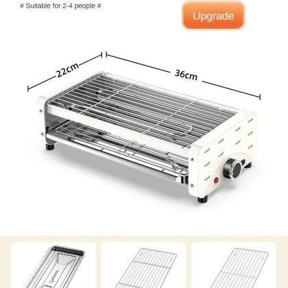 Portable Dual-layer Electric Grill For Indoor Bbq