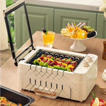 Compact Electric Barbecue Grill With Non-stick..
