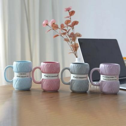 Knit Happens Knitted Design Ceramic Coffee Mugs..