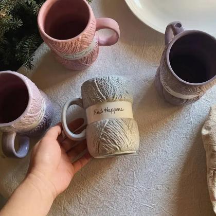 Cozy Knitted Sweater Design Ceramic Coffee Mugs..