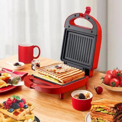 Deluxe Red Non-stick Sandwich Maker With Grill..