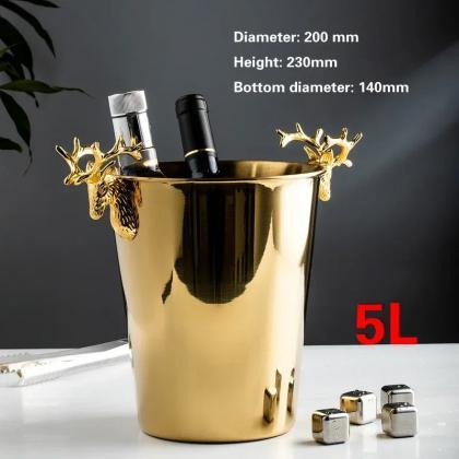 Luxury Gold Ice Buckets With Brass Dragon Handles