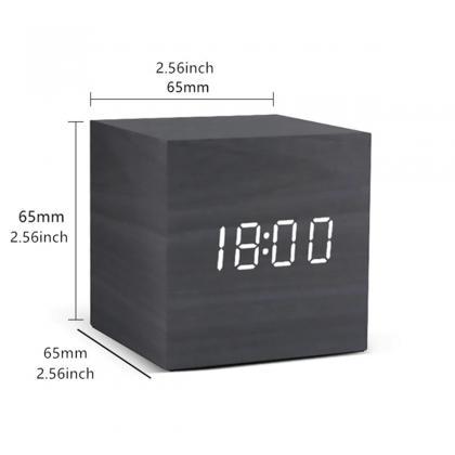 Modern Minimalist Led Wooden Cube Digital Alarm..