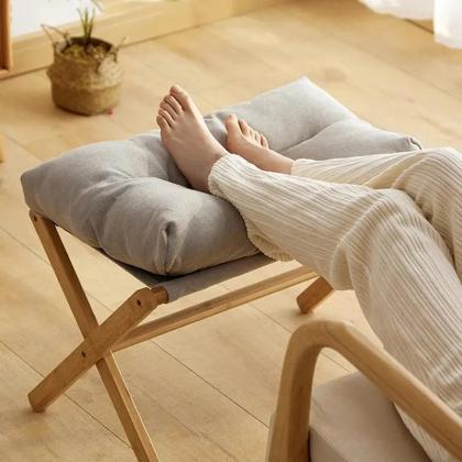Adjustable Wooden Footrest With Cushioned Top,..