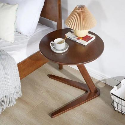 Modern Walnut C-shape Sofa Side End Table