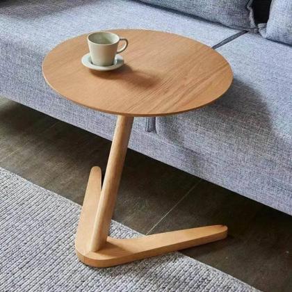 Modern Walnut C-shape Sofa Side End Table