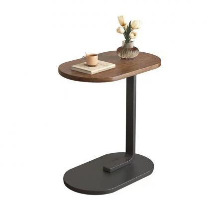 Modern C-shaped Sofa Side Table With Wooden Top