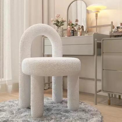 Modern Plush Fabric Accent Chair With Arch..