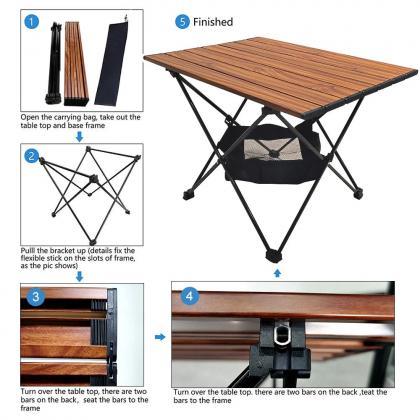 Portable Outdoor Wooden Top Camping Folding Table