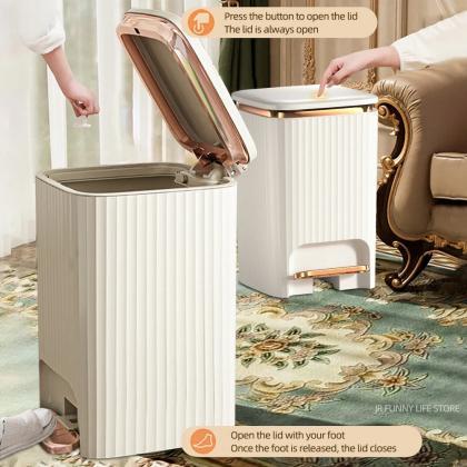 Modern White 12l Foot Pedal Waste Bin With Lid