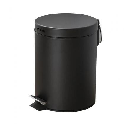 Modern Round Matte Black Pedal Bin Trash Can
