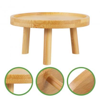 Round Bamboo Serving Tray With Elevated Stand