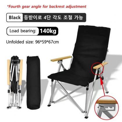 Portable Folding Chair With Wooden Armrest And..