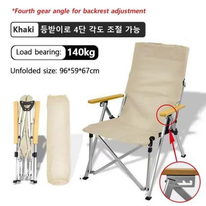 Portable Folding Chair With Wooden Armrest And..