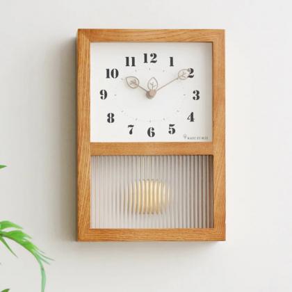 Modern Wooden Wall Clock With Decorative Storage..