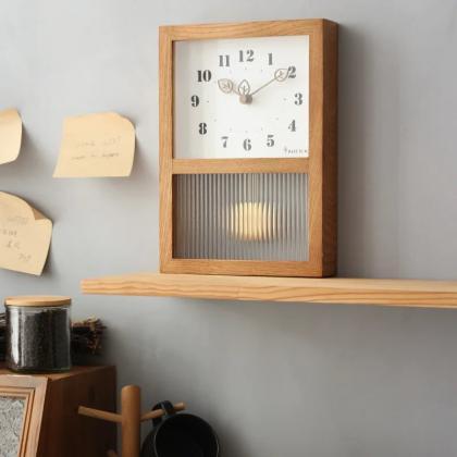 Modern Wooden Wall Clock With Decorative Storage..