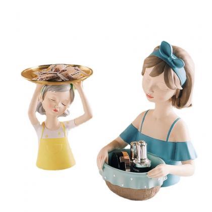 Decorative Ceramic Figurine Tray And Bowl Set