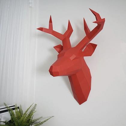 Geometric Deer Head Wall Art Sculpture Home Decor