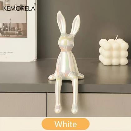 Modern Metallic Sitting Bunny Figurines Decorative..